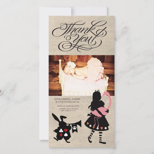 Cartão De Agradecimento Alice no obrigado do país das maravilhas você (Frente)