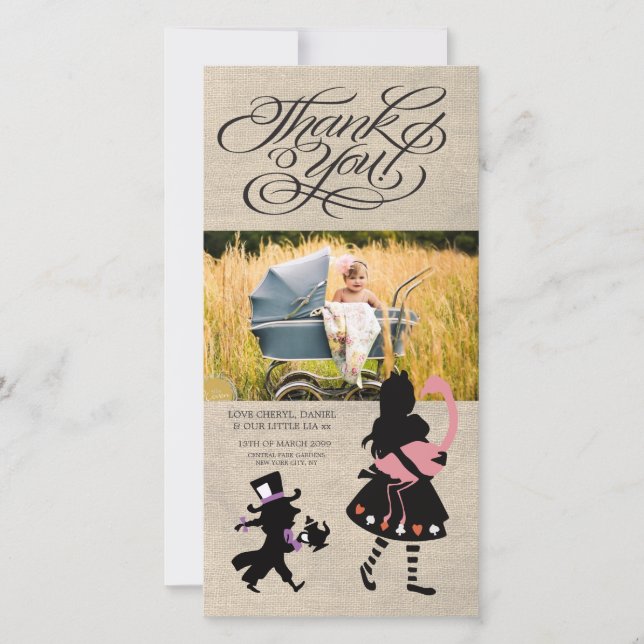 Cartão De Agradecimento Alice no obrigado do país das maravilhas você (Frente)