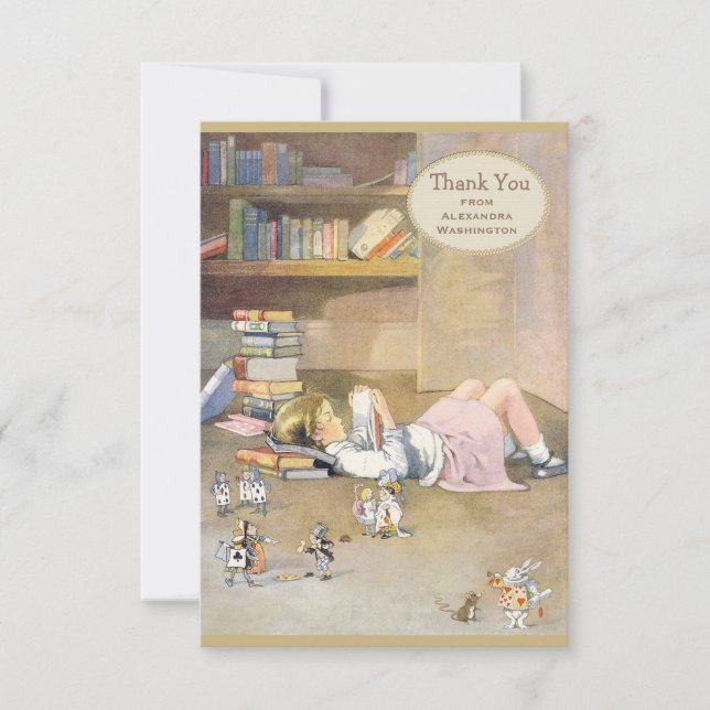 Cartão De Agradecimento Alice no obrigado do país das maravilhas você chá (Frente)