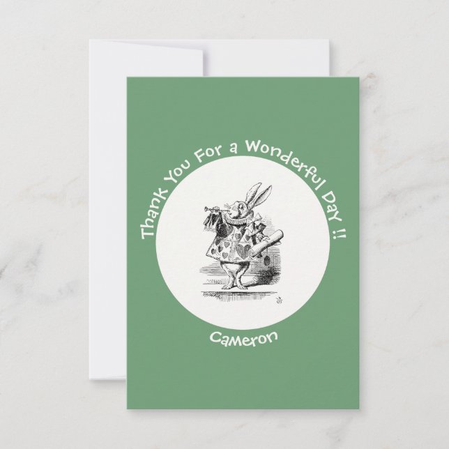 Cartão De Agradecimento Alice no País das Maravilhas Coelho Branco Arauto  (Frente)