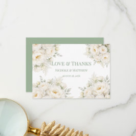 Cartão De Agradecimento All White Floral Wedding Thank You Cards