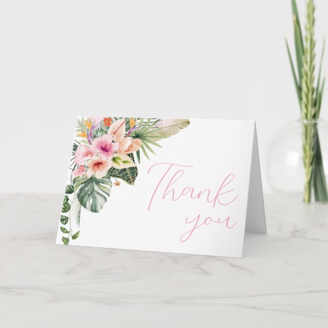 Cartão De Agradecimento Aloha Baby Tropical Chá de fraldas (Frente)