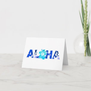 Cartão De Agradecimento Aloha Havaí Batik Hibisco Ilha Tropical Blues