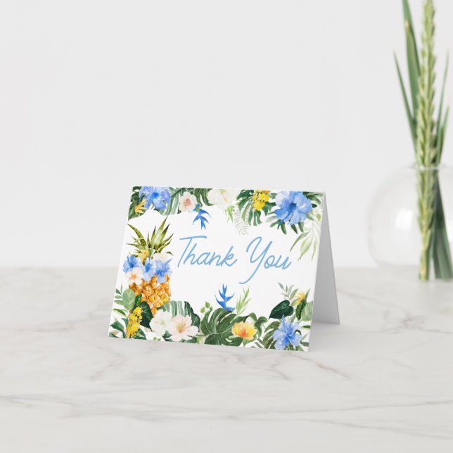 Cartão De Agradecimento Aloha Pineapple Baby Shower (Frente)