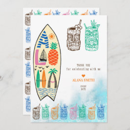 Cartão De Agradecimento Aloha TIKI Surfboard Tropical Luau Partido Havaian