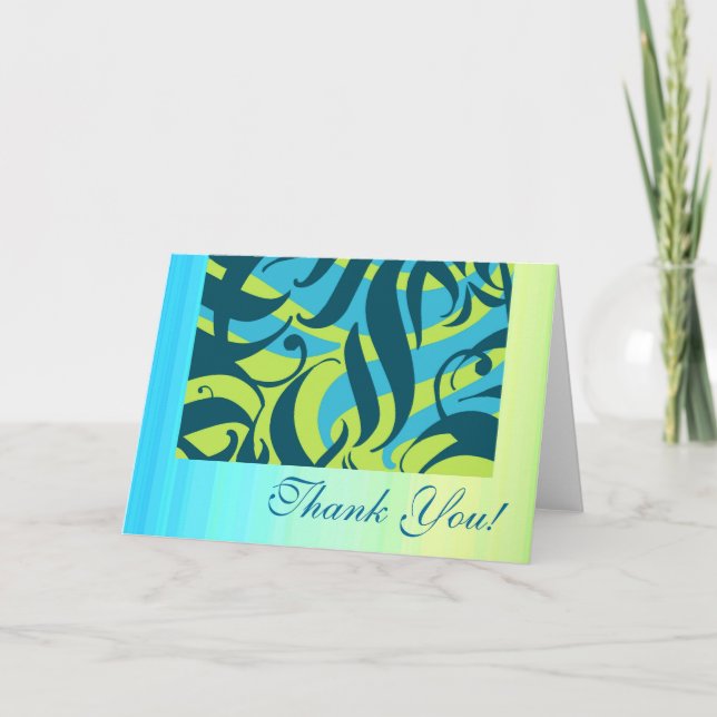 Cartão De Agradecimento Aloha You, lime aqua splash, Thank You Cards (Frente)
