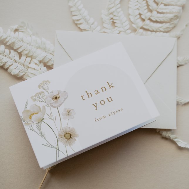 Cartão De Agradecimento ALYSSA Floral Bloom Summer Boho Chá de fraldas (ALYSSA Floral Bloom Summer Boho Flower Baby Shower Thank You Card)