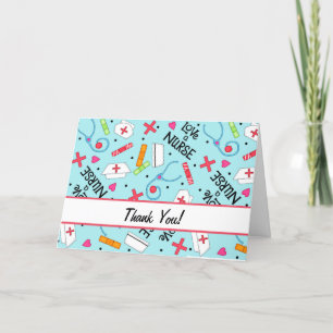 Cartão De Agradecimento Ama uma enfermeira Obrigado Arte Médica Azul