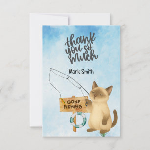Cartão De Agradecimento Amante da pesca aquarela para Amantes de Gatos