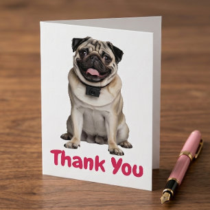 Cartão De Agradecimento Amante de Pug Fofo Obrigado Mãe Pai de Cachorro
