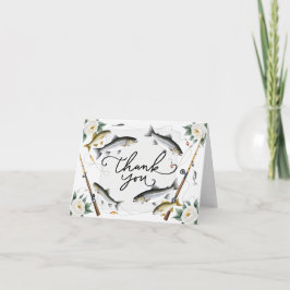 Cartão De Agradecimento Amantes da Pesca Obrigado com peixes e flores