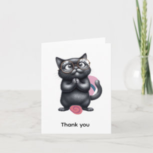 Cartão De Agradecimento Amantes de Yoga Gato Preto