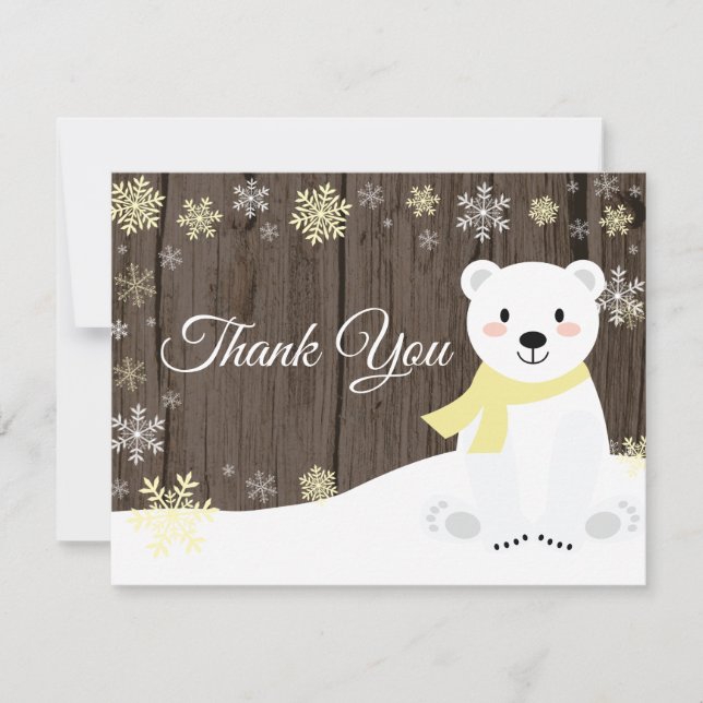 Cartão de agradecimento amarelo com floco de neve  (Frente)