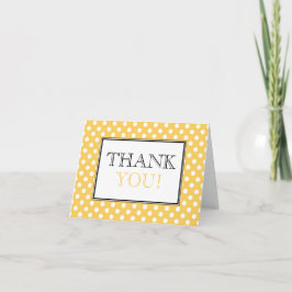 Cartão de Agradecimento Amarelo e Branco de Bolinh