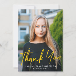 Cartão De Agradecimento Amarelo | Graduação de Fotos com Script de Pincel 