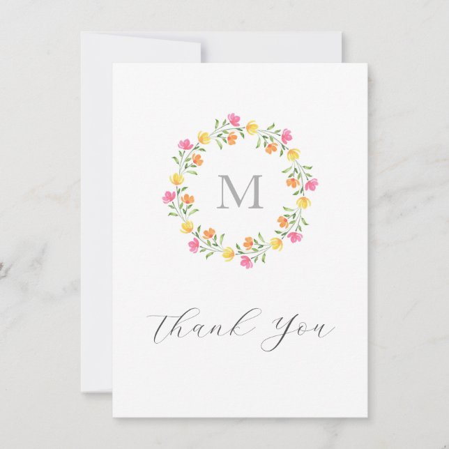 Cartão De Agradecimento Amarelo, laranja, cor-de-água rosa (Frente)