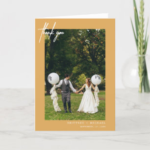 Cartão De Agradecimento Amarelo Moderno Letreado à Mão