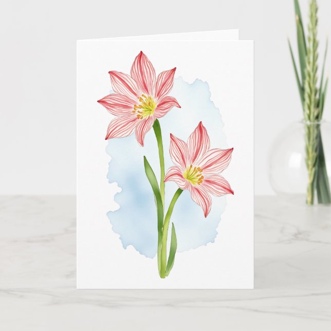 Cartão De Agradecimento Amaryllis Flower Watercolor (Frente)