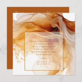 Cartão De Agradecimento Amber Brandy Abstrato Ink Wedding ID1089