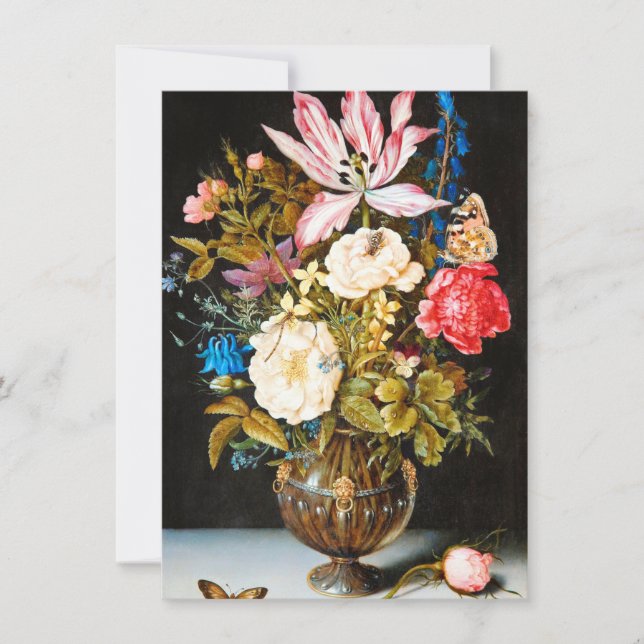 Cartão De Agradecimento Ambrosius Bosschaert - Vida Estável com Flores (Frente)