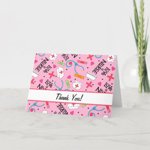 Cartão De Agradecimento Ame uma enfermeira Obrigado Arte Médica Rosa