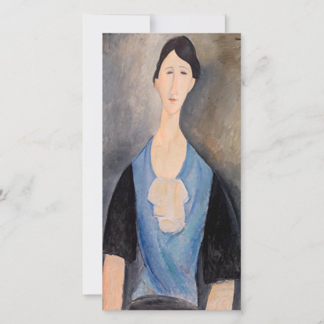 Cartão De Agradecimento Amedeo Modigliani - Jovem Mulher de Azul (Frente)