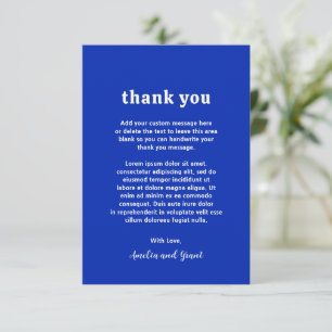Cartão De Agradecimento Amelia Royal Blue Modern Wedding