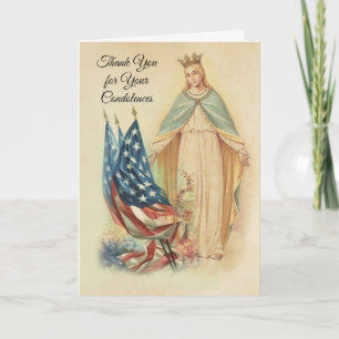 Cartão De Agradecimento American Flag Virgin Mary Condolence Thank You