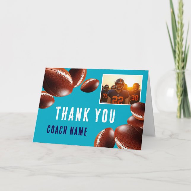 Cartão De Agradecimento American Football Coach Name Photo (Frente)