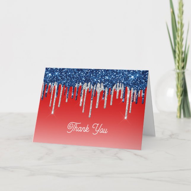 Cartão De Agradecimento Americana Glitter Drip  (Frente)
