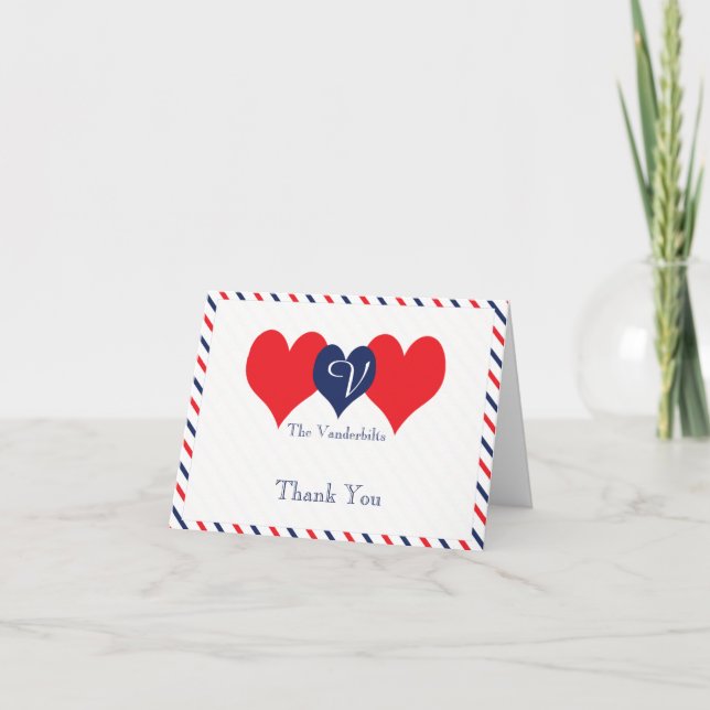 Cartão De Agradecimento Americana Hearts Wedding Thank You (Frente)
