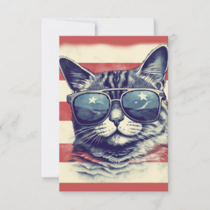 Cartão De Agradecimento Americat, Gato Americano Patriótico