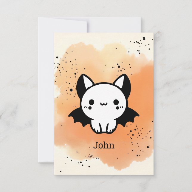 Cartão De Agradecimento Amigo Adorável do Bat - Arte de Enfermeiro Minimal (Frente)