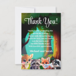 Cartão De Agradecimento Amigos da floresta fofos raposa gambá guaxinim cer