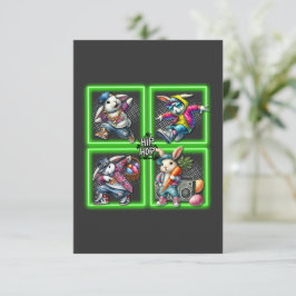 Cartão De Agradecimento Amigos da Páscoa de Hip Hop, Neon Green |