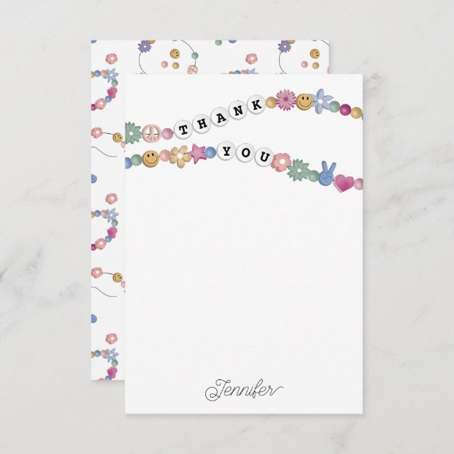 Cartão De Agradecimento Amizade Bracelet Raparigas Joias Personalizadas (Frente/Verso)