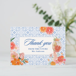 Cartão De Agradecimento Amor à primeira spritz Chá de Bebê Mediterrâneo