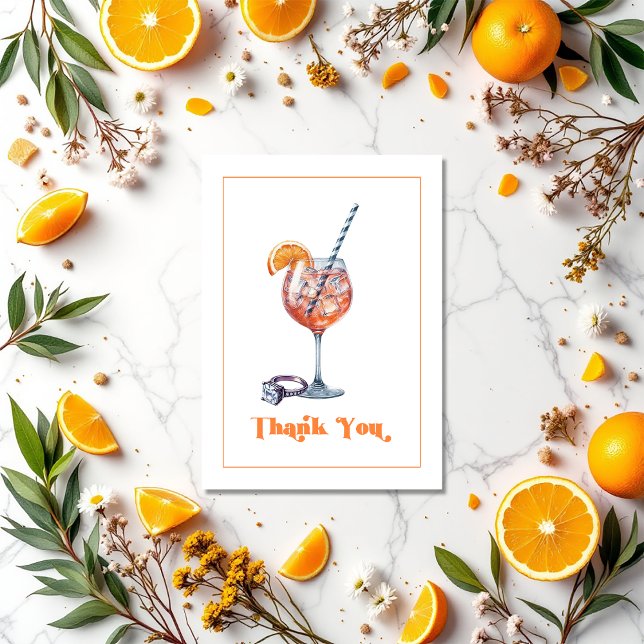 Cartão De Agradecimento Amor à Primeira Taça Bridal Shower Foto (Love at First Spritz Bridal Shower Photo Thank You Card)