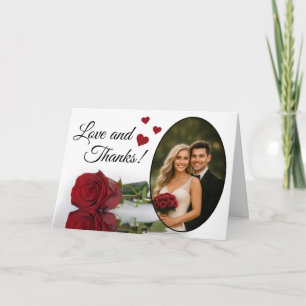 Cartão De Agradecimento Amor & Agradecimentos Rosa Vermelha Elegante Casam
