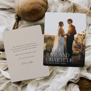Cartão De Agradecimento Amor e gratidão   Foto de casamento vertical plana