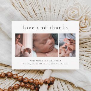Cartão De Agradecimento Amor e Gratidão Mínimo 3 Colagem de Fotos Novo Beb
