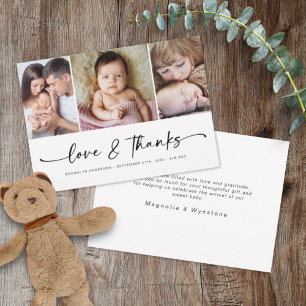 Cartão De Agradecimento Amor e Obrigados 3 Foto Nova Bebê Moderna