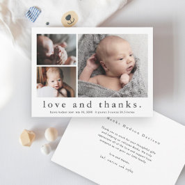 Cartão De Agradecimento Amor e Obrigados 3 Photo Baby