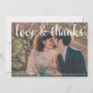 Cartão De Agradecimento AMOR E OBRIGADOS  4 Fotografia Casamento Preto e B