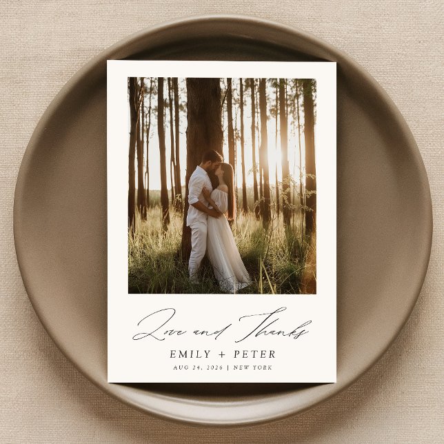 Cartão De Agradecimento Amor e Obrigados | Boho Photo Wedding (Criador carregado)