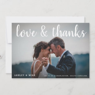 Cartão De Agradecimento AMOR E OBRIGADOS  Casamento de fotos em preto e br