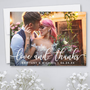Cartão De Agradecimento Amor e Obrigados Casamento Moderno Obrigado Foto