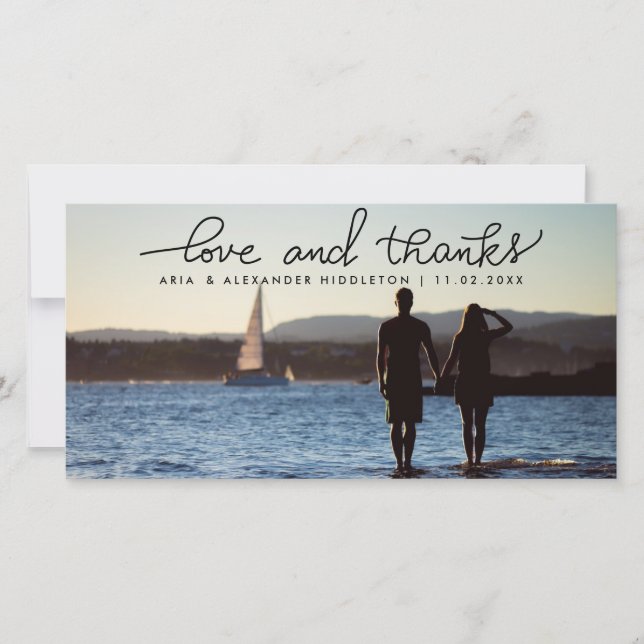 Cartão De Agradecimento Amor E Obrigados Espancados Manuscritos (Frente)