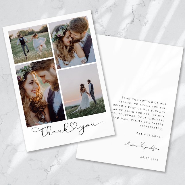 Cartão De Agradecimento Amor e Obrigados Moderno Quatro Fotografias Casame (Criador carregado)