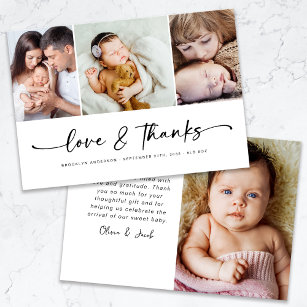 Cartão De Agradecimento Amor e Obrigados Moderno Quatro Fotografias Novo B